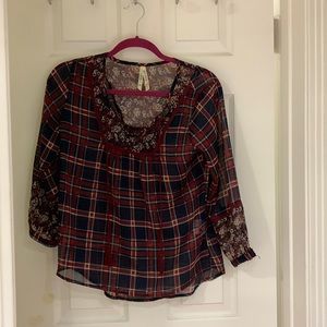 Plaid Floral Blouse